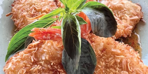 Coconut shrimp recipe from Hualani's restaurant at Timbers Kauai